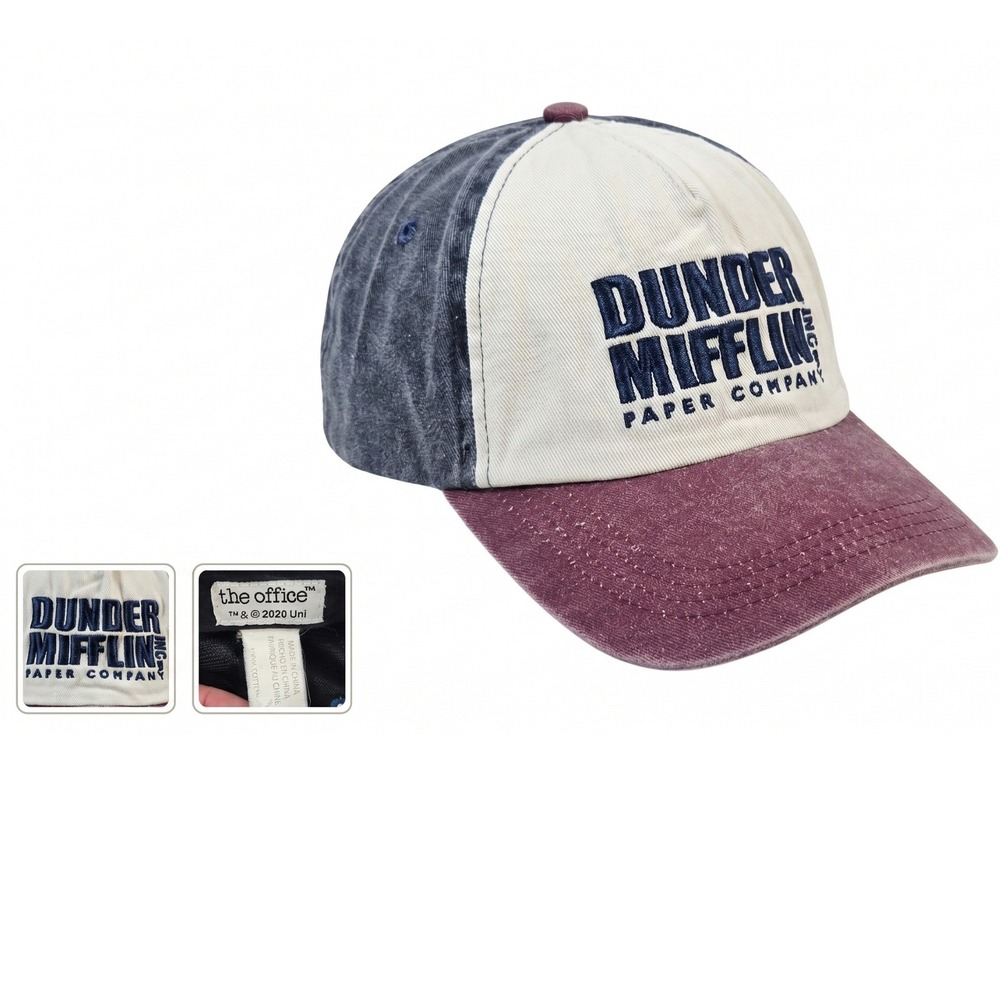 Dunder Mifflin‎ Hat The Office Paper Company Colorblock Dad Cap Blue Burgundy